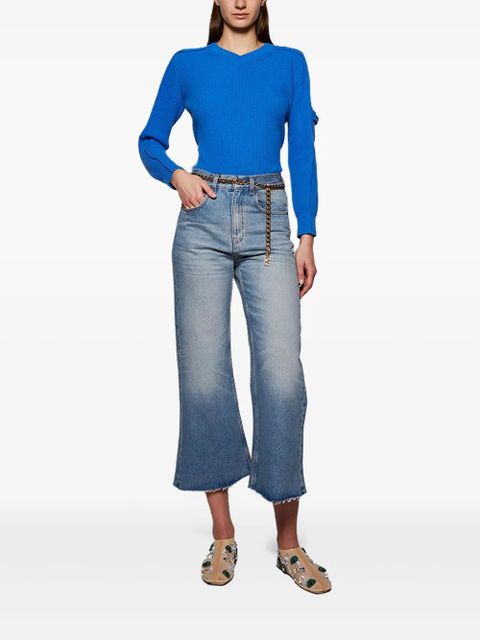 Victoria Beckham V-neck knitted sweater - Blue - zdjęcie produktu nr 2