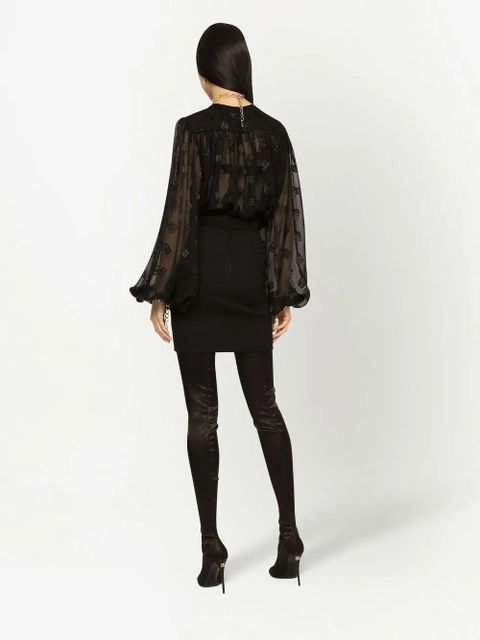 Dolce & Gabbana DG-logo Milano-rib miniskirt - Black