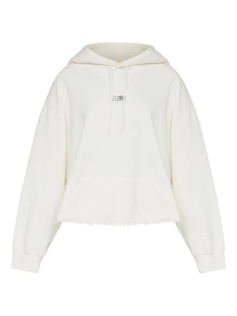 MM6 Maison Margiela frayed-hem logo hoodie - White - zdjęcie produktu nr 1