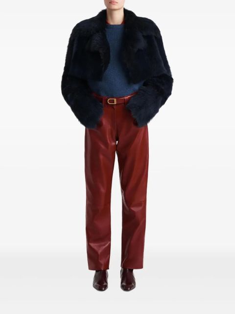 KHAITE collared fur jacket - Black