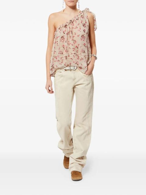 MARANT ÉTOILE Loeva floral-pattern one-shoulder blouse - Neutrals - zdjęcie produktu nr 2