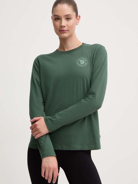 Fjallraven longsleeve bawełniany 1960 Logo kolor zielony - zdjęcie produktu nr 1