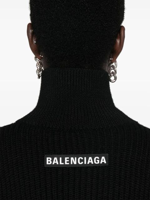 Balenciaga logo-appliqué ribbed jumper - Black - zdjęcie produktu nr 2
