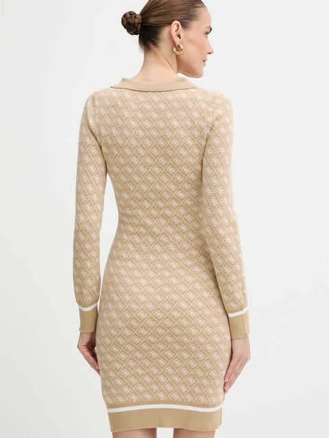 Guess sukienka z domieszką wełny AUBREY kolor beżowy mini dopasowana W5BK25 Z3JD2 - zdjęcie produktu nr 2