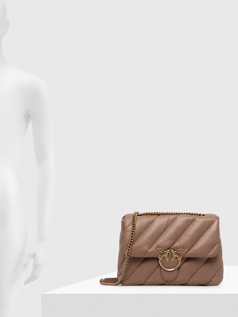 Pinko torebka skórzana kolor brązowy 100037.A0F2