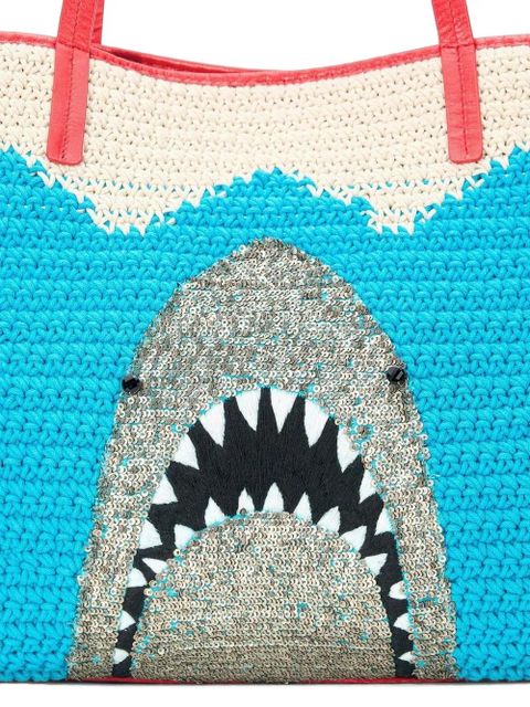 STAUD sequin-embellished crochet tote bag - Blue