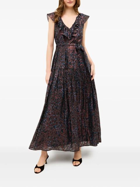 Marie Oliver Francine ruffle-detail leopard-print maxi dress - Red - zdjęcie produktu nr 2