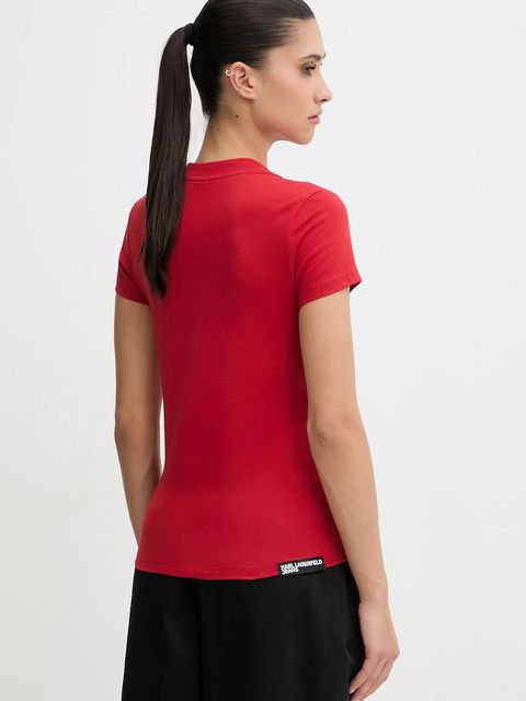 Karl Lagerfeld Jeans t-shirt bawełniany damski kolor czerwony A1W17004 - zdjęcie produktu nr 2