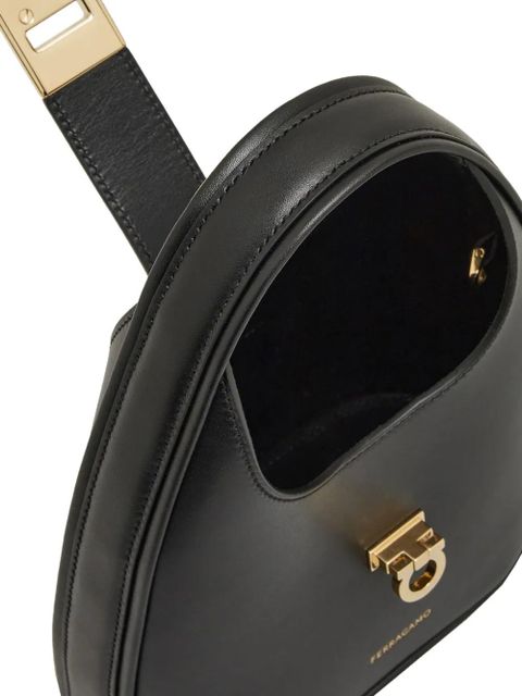 Ferragamo mini Gancini-buckle leather bag - Black