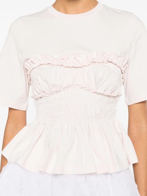 Cecilie Bahnsen ruffled shirred vilde T-shirt - Pink