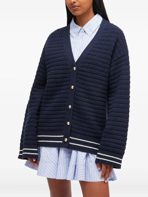 GANNI striped-detail cardigan - Blue