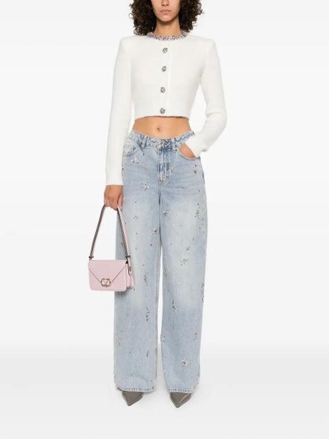 Self-Portrait crystal-embellished wide-leg jeans - Blue - zdjęcie produktu nr 2