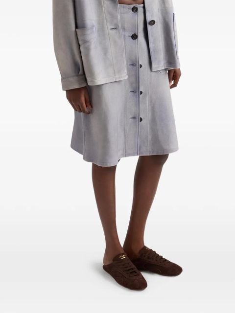 Prada button-up patch-pocket skirt - Blue