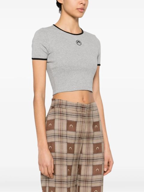 Marine Serre Crescent Moon-embroidered T-shirt - Grey