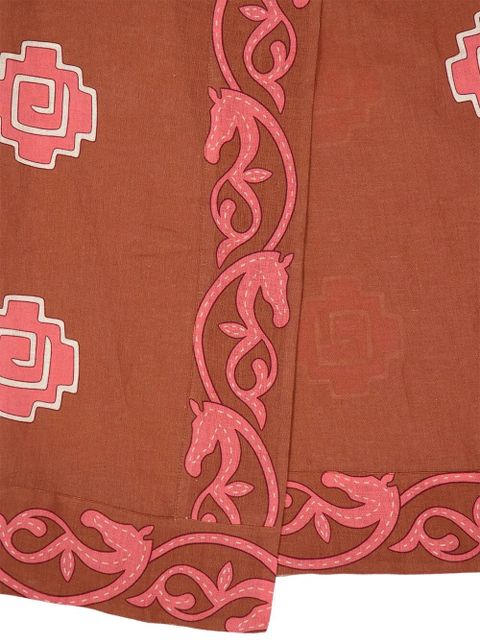 Johanna Ortiz strapless linen dress - Red