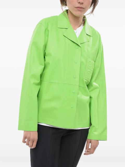 LOEWE embossed-logo leather shirt - Green - zdjęcie produktu nr 1