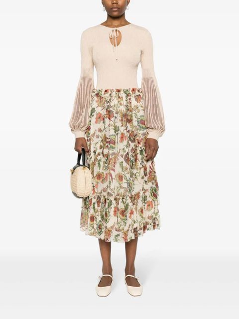 Ulla Johnson Freesia tiered silk skirt - Neutrals - zdjęcie produktu nr 2