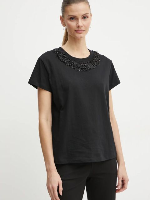 Twinset t-shirt bawełniany damski kolor czarny 242AT2051