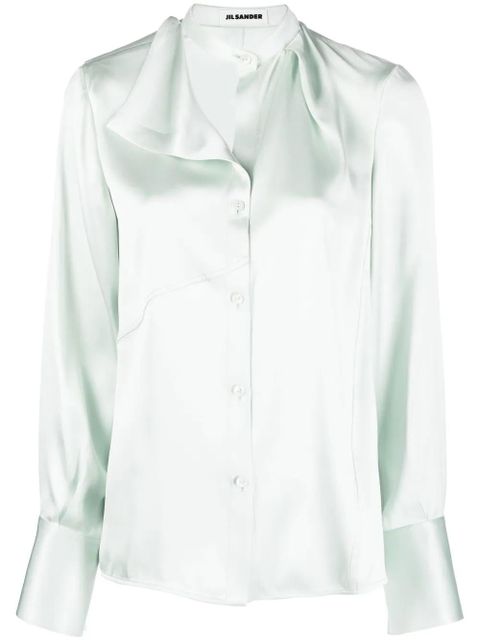 Jil Sander asymmetric silk blouse - Green - zdjęcie produktu nr 1