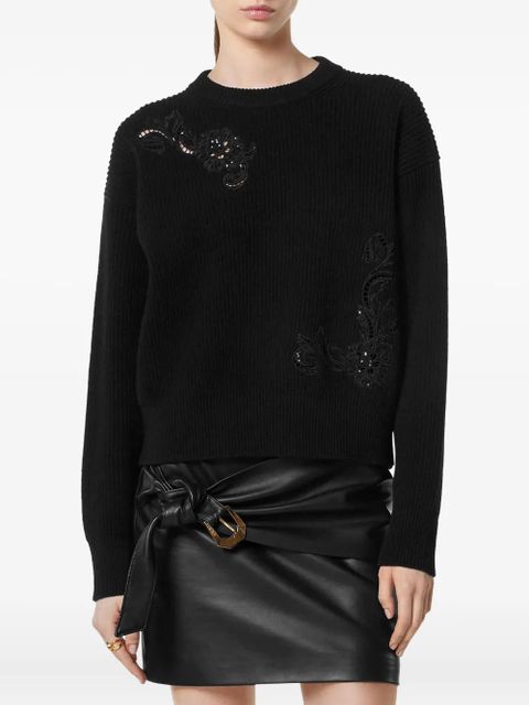 Versace embroidered-detail sweater - Black