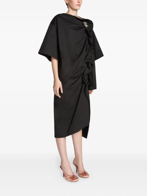 DRIES VAN NOTEN ruffled asymmetric midi skirt - Black