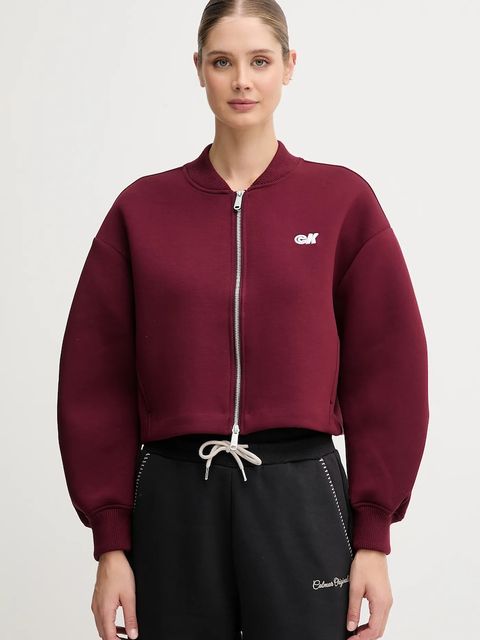 Calvin Klein Jeans bluza damska kolor bordowy z aplikacją LV047C524G - zdjęcie produktu nr 1