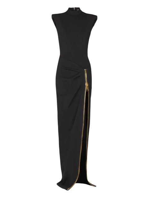 Balmain zip-detail shoulder-pad maxi dress - Black - zdjęcie produktu nr 1