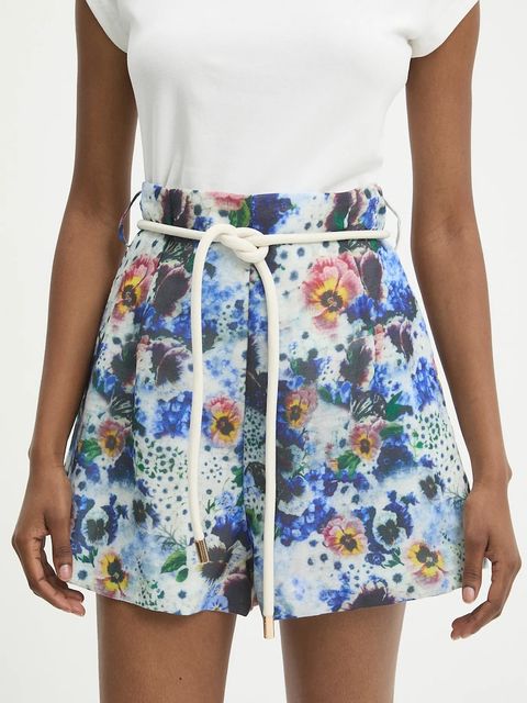 Answear.LAB szorty damskie kolor niebieski wzorzyste high waist - zdjęcie produktu nr 1