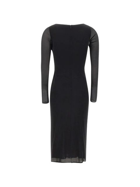 Blumarine butterfly-clasp ruched midi dress - Black - zdjęcie produktu nr 2