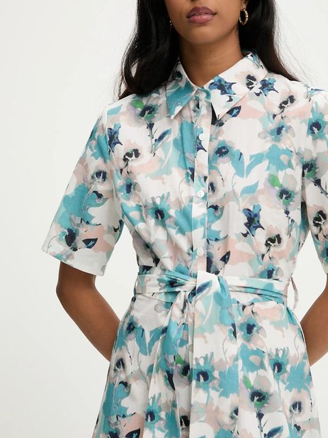 Answear.LAB sukienka bawełniana kolor turkusowy mini rozkloszowana