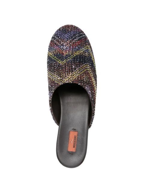 Missoni sequin-embellished flat mules - Blue