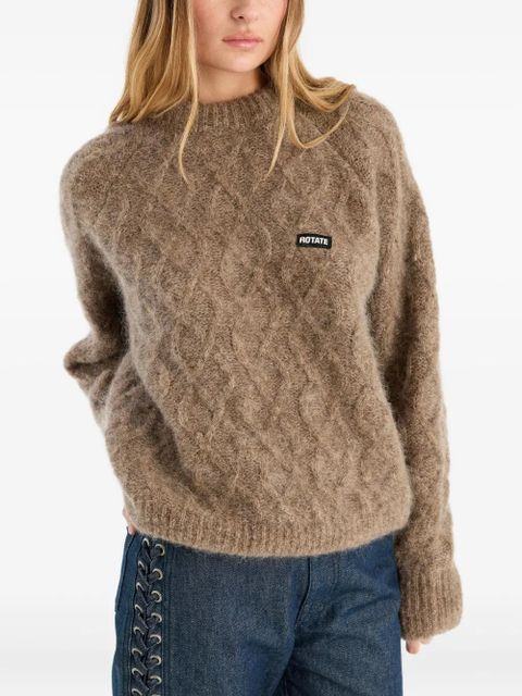 ROTATE BIRGER CHRISTENSEN cable-knit crew-neck sweater - Brown