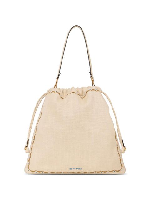 ETRO large Kalispera embroidery drawstring shoulder bag - Neutrals