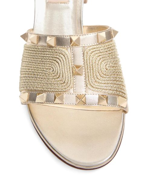 Valentino Garavani rockstud sandals in laminated nappa with cornely embroidery 60Mm - Gold
