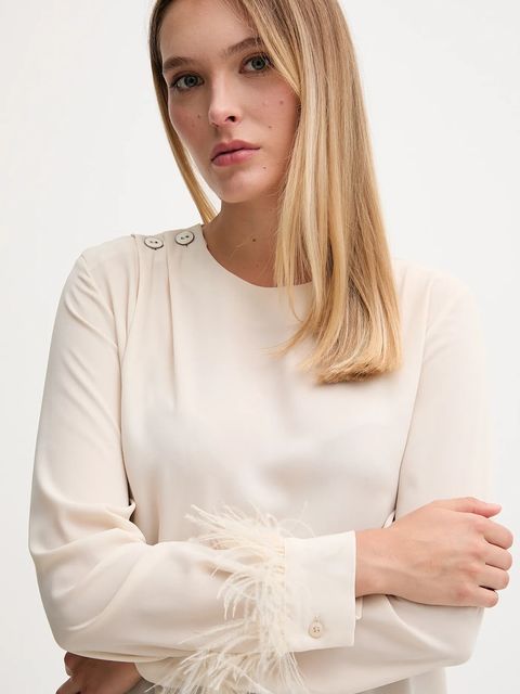 Gaudi bluzka damska kolor beżowy gładka 521FD45032