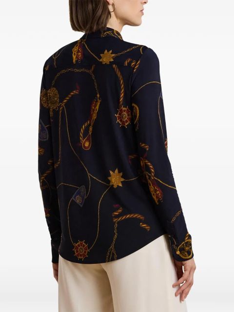 Lauren Ralph Lauren chain-print button-up shirt - Blue