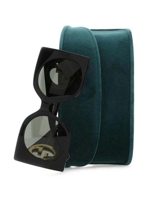 Gucci Eyewear logo-plaque square-frame sunglasses - Black