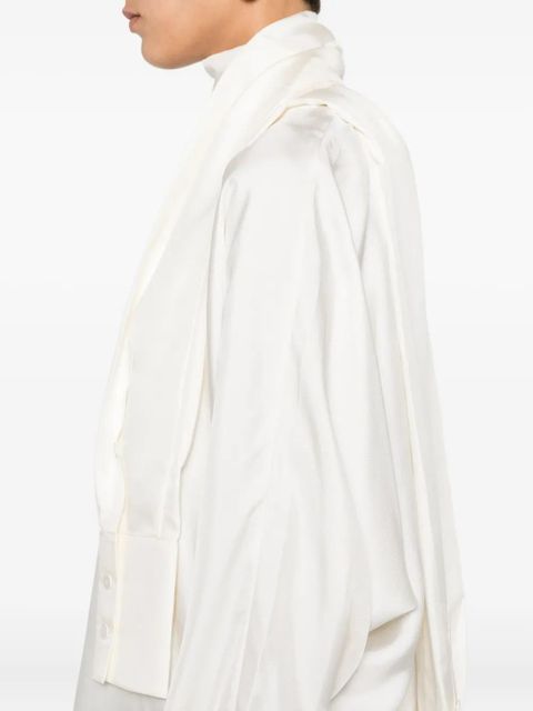 Róhe scarf-detail long-sleeved blouse - White