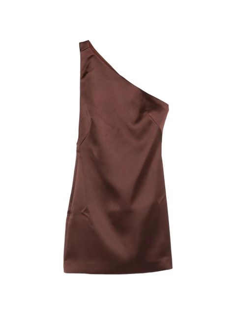 Self-Portrait one-shoulder satin mini dress - Brown - zdjęcie produktu nr 1