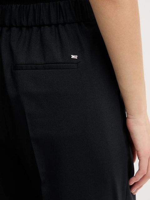 Tommy Hilfiger spodnie z dodatkiem wełny damskie kolor granatowy proste high waist WW0WW48801