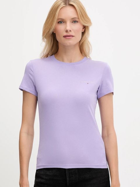 Tommy Jeans t-shirt bawełniany damski kolor fioletowy DW0DW21164