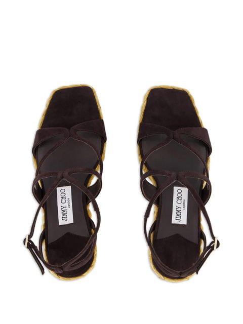 Jimmy Choo Ayla raffia wedged sandals - Brown