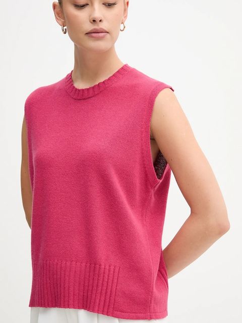 United Colors of Benetton kamizelka z dodatkiem wełny kolor różowy lekki 126WD10BA