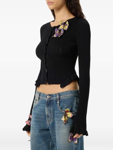Blumarine ribbed butterfly cardigan - Black