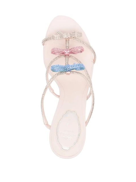 René Caovilla 100mm crystal-embellished satin sandals - Pink