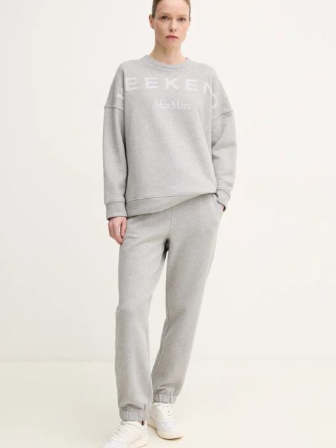 Weekend Max Mara bluza bawełniana damska kolor szary z nadrukiem 2515921021600