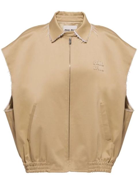 Miu Miu logo-patch chino blouson - Neutrals - zdjęcie produktu nr 1