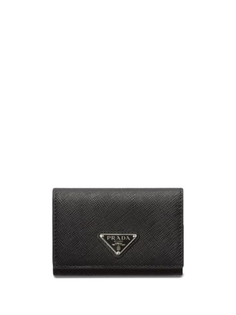 Prada triangle-logo leather cardholder - Black - zdjęcie produktu nr 1