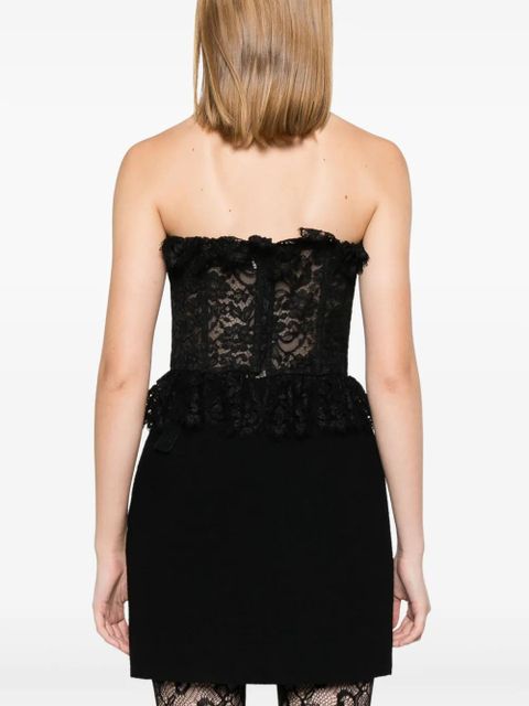 Alessandra Rich bow-detail lace bustier top - Black