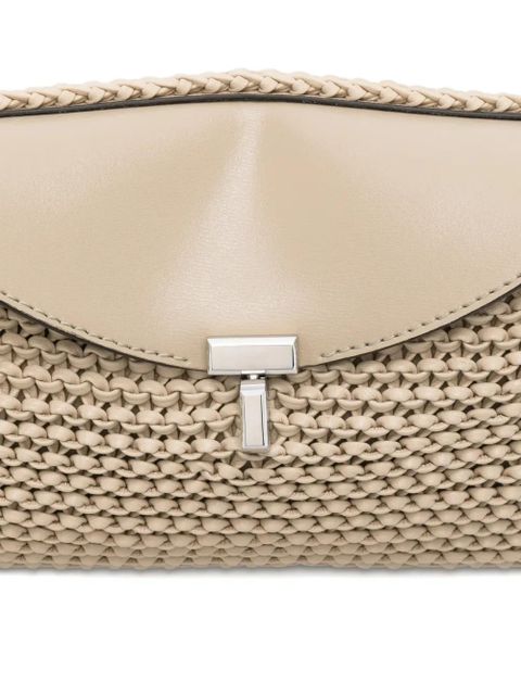 TOTEME mini T-lock woven leather clutch bag - Neutrals